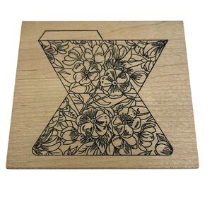 Paper Parachute Origami Rubber Stamp Mounted on Wood Pansy Design
